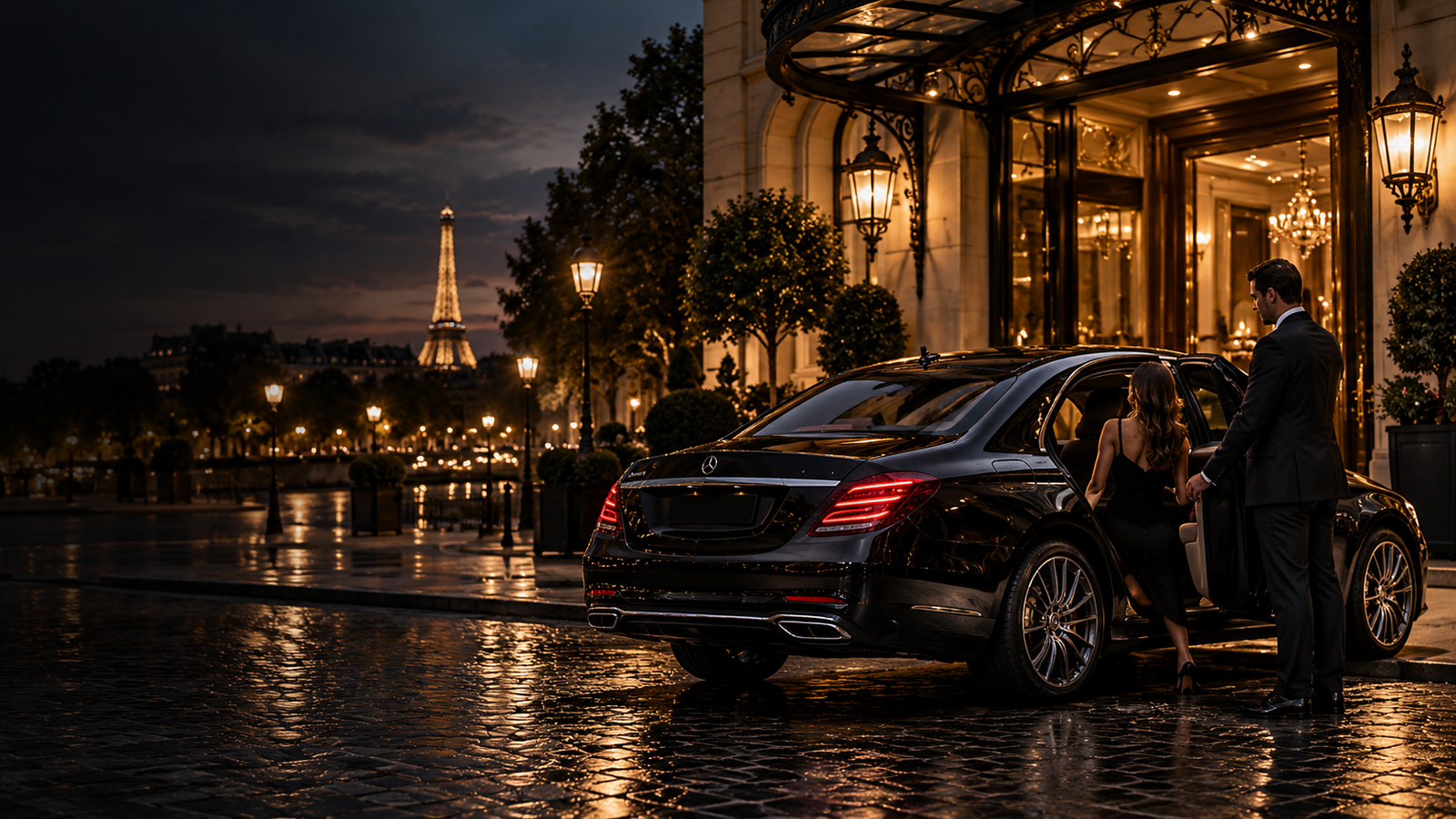 Parisian Hotel Arrival at Dusk